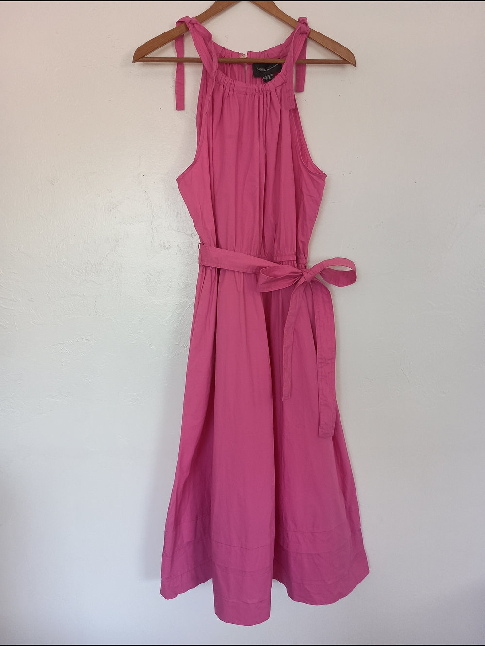 Donna Morgan Cotton Bright Pink Sleeveless Midi Dress